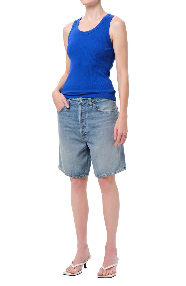 AGOLDE Poppy Rib Organic Cotton Blend Tank, Alternate, color, Cobalt Ultramarine Blue