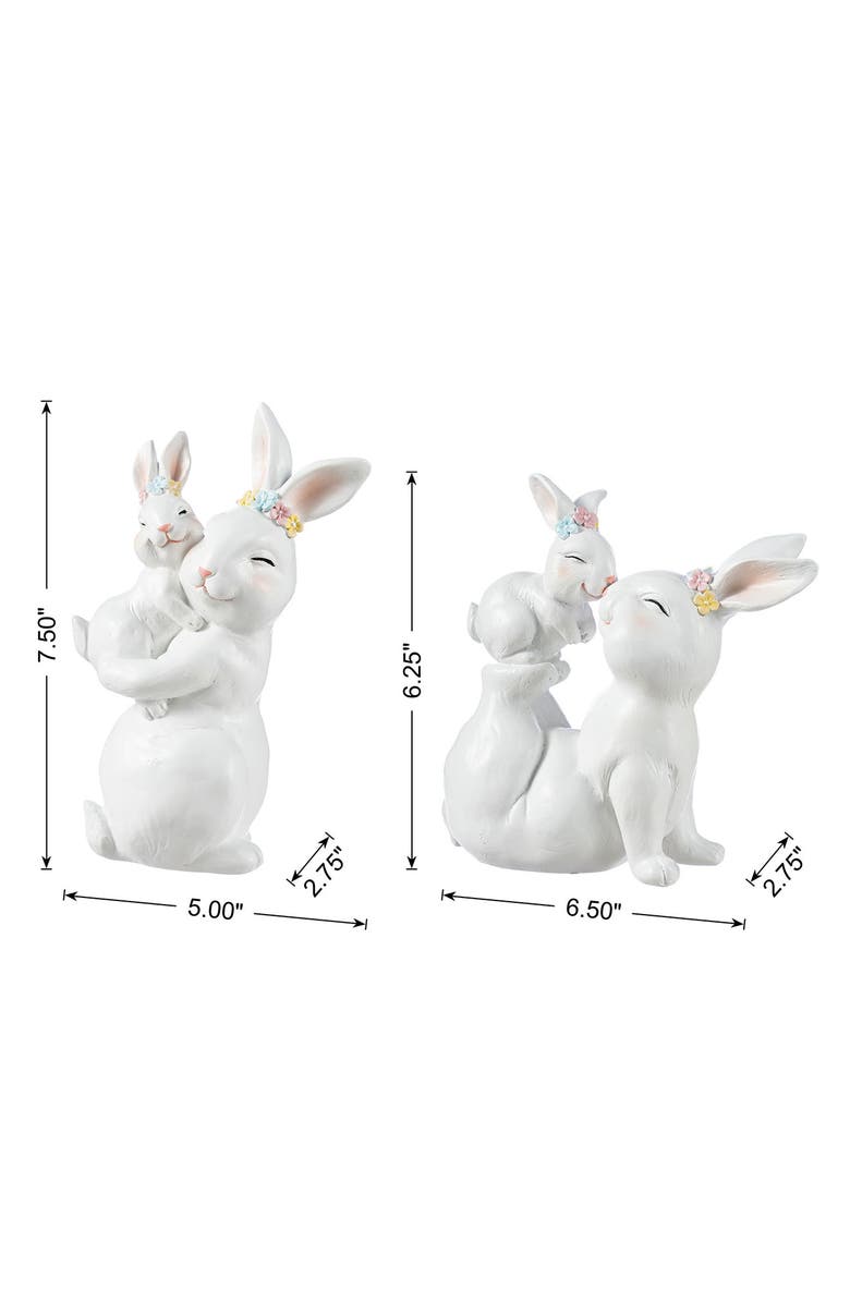 Glitzhome Set of 2 Easter Resin Bunny Mom and Baby Table Decor, Alternate, color, White