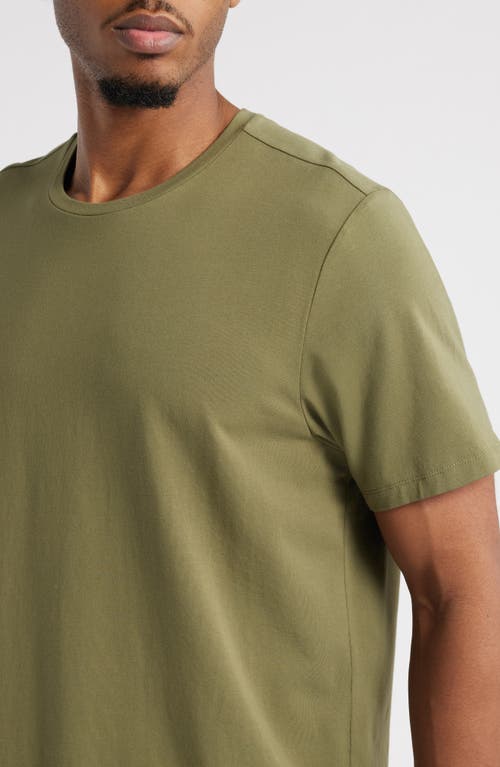Open Edit Crewneck Stretch Cotton T-shirt In Green
