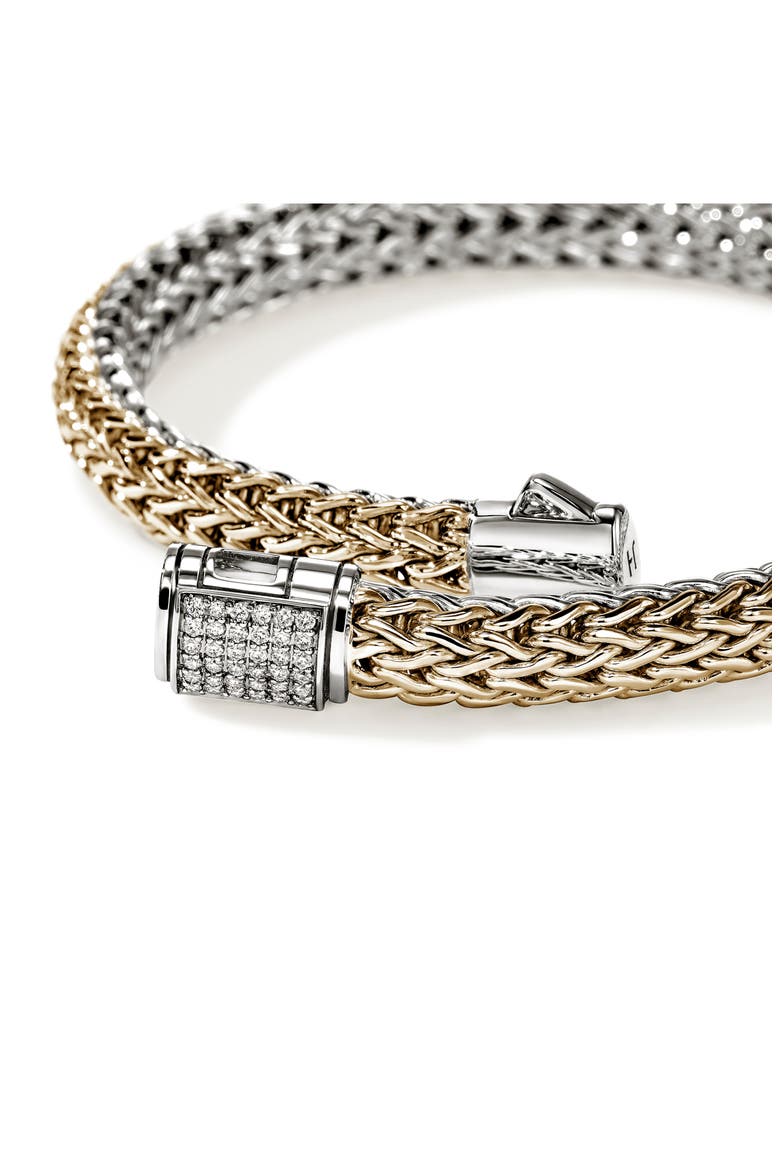 Icon Bracelet, Reversible, Diamonds, 6.5mm, Alternate, color, SILVER AND GOLD