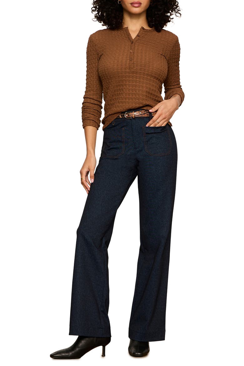 Not So Basic Texture Henley Top, Alternate, color, COCOA POWDER BROWN