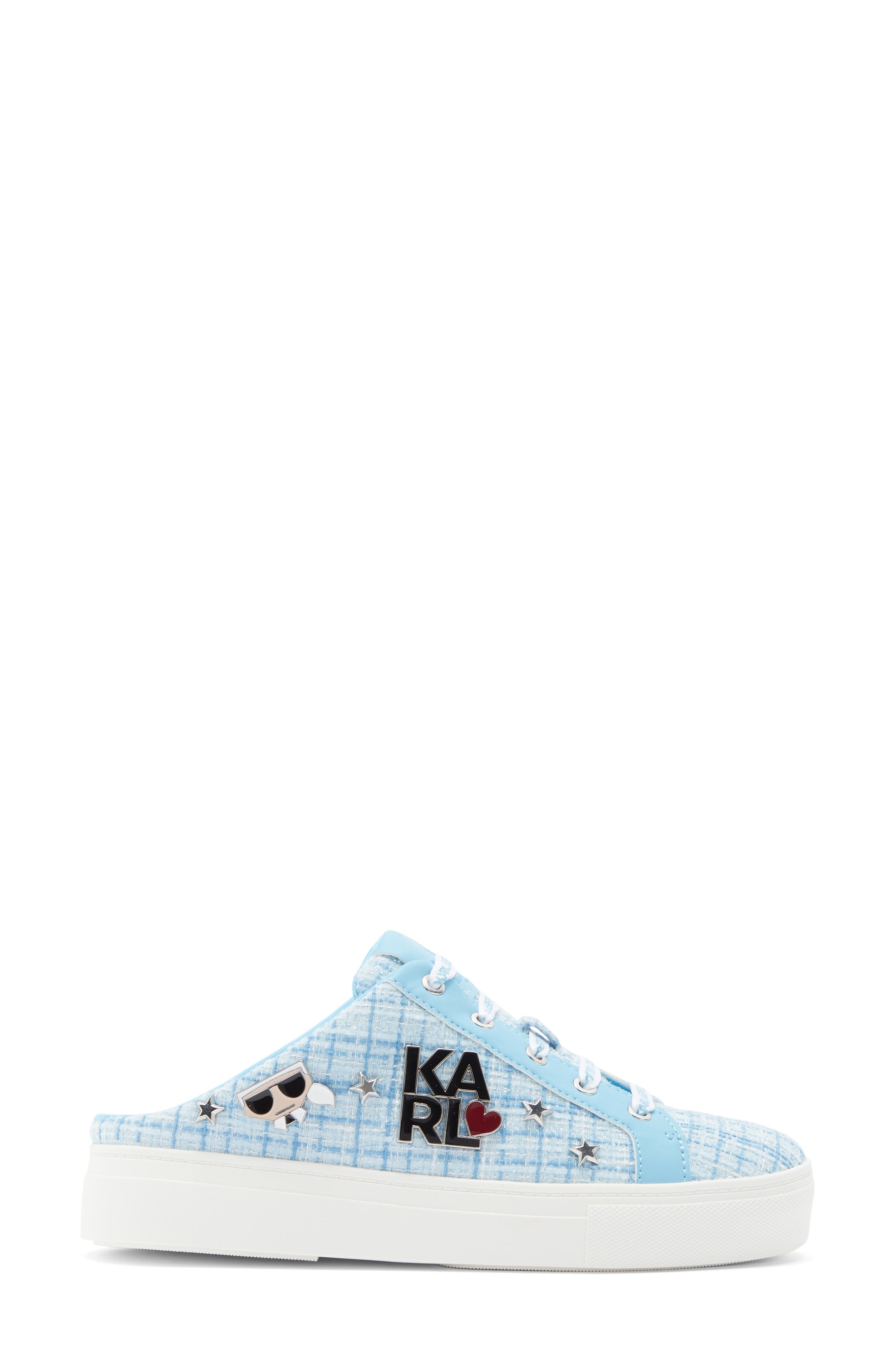 KARL LAGERFELD PARIS Cammy Sneaker Mule, Alternate, color, Light Blue