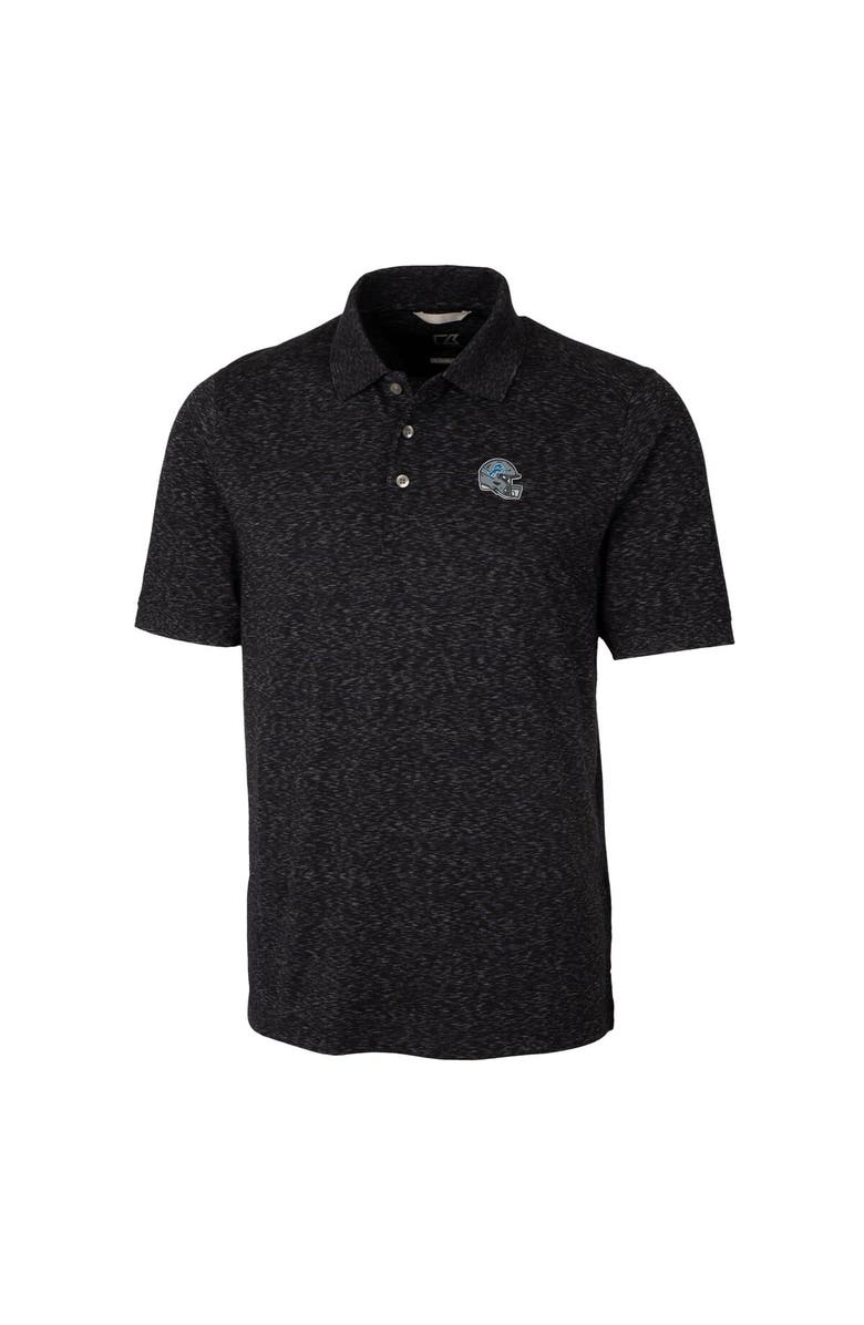 Cutter & Buck Men's Cutter & Buck  Black Detroit Lions Helmet Advantage Space Dye Tri-Blend Polo, Alternate, color, 