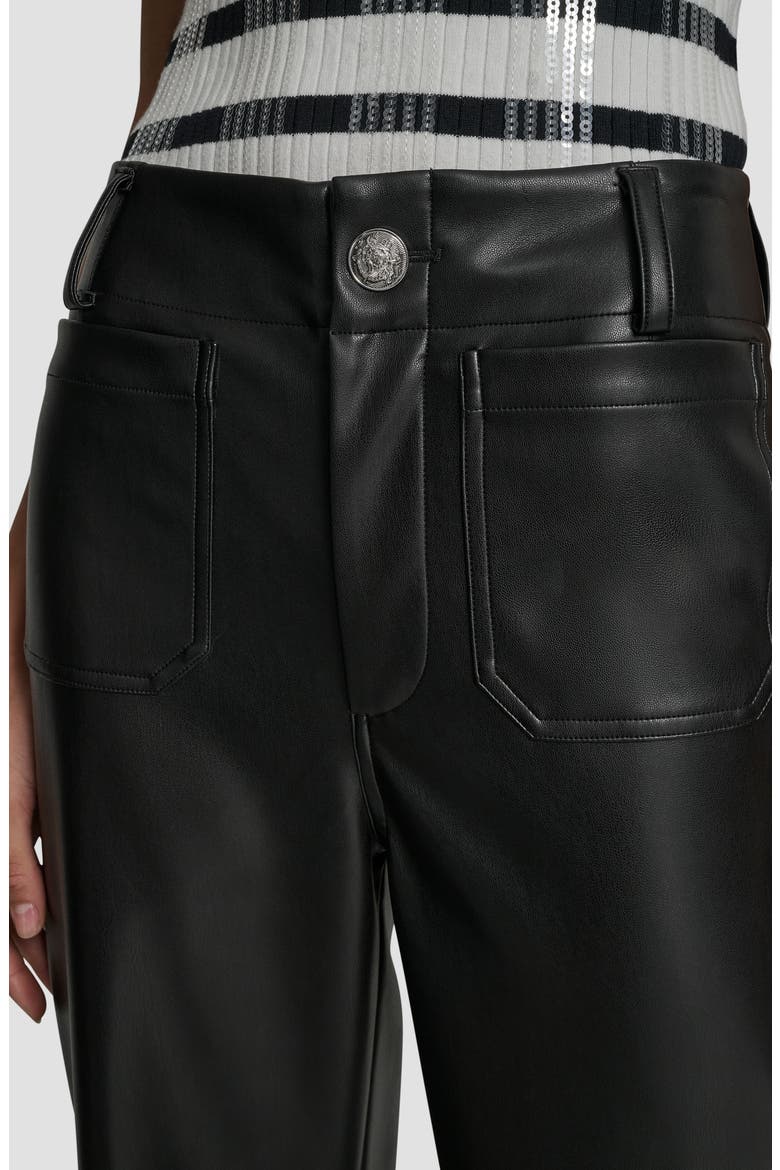 Crop Wide Leg Faux Leather Pants, Alternate, color, BLACK/ SHINY SILVER