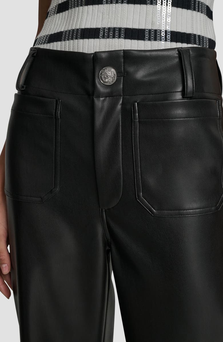 DKNY Jeans Crop Wide Leg Faux Leather Pants, Alternate, color, Black/ Shiny Silver