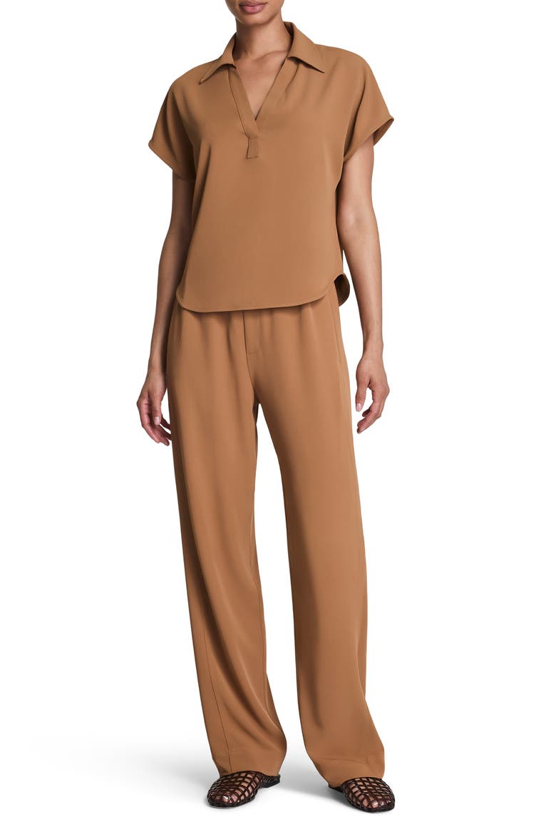 Oversize Short Sleeve Collared Shirt, Alternate, color, MAPLEWOOD