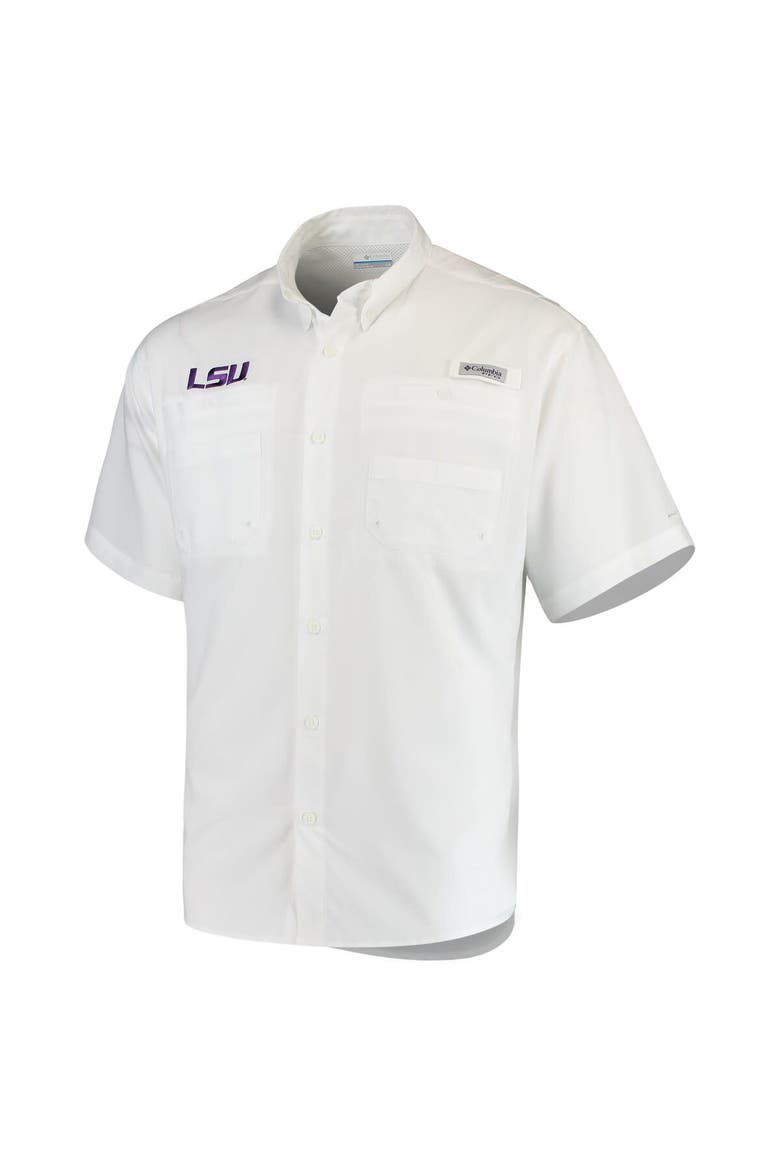 Men's Columbia White LSU Tigers PFG Tamiami Shirt, Alternate, color, White