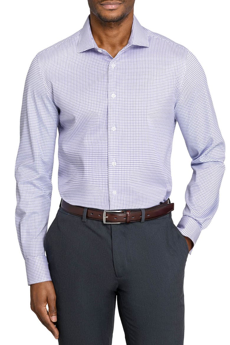 Slim Fit Check Reworked Button-Up Shirt, Main, color, WHITE/ PURPLE