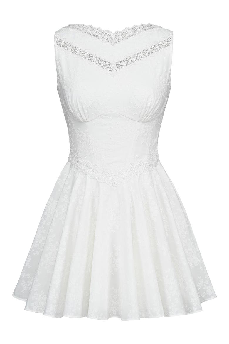 Scarlett Floral Embroidery Cotton Cocktail Minidress, Alternate, color, WHITE