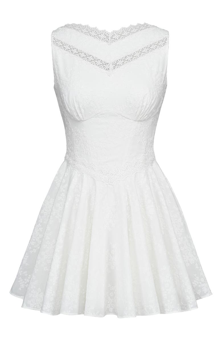 HOUSE OF CB Scarlett Floral Embroidery Cotton Cocktail Minidress, Alternate, color, White