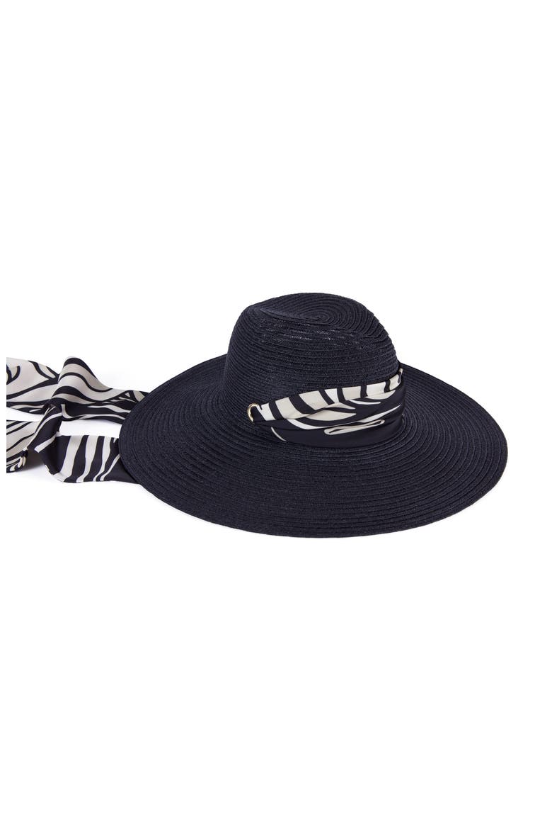 Cassidy UPF 25+ Packable Straw Fedora, Alternate, color, BLACK