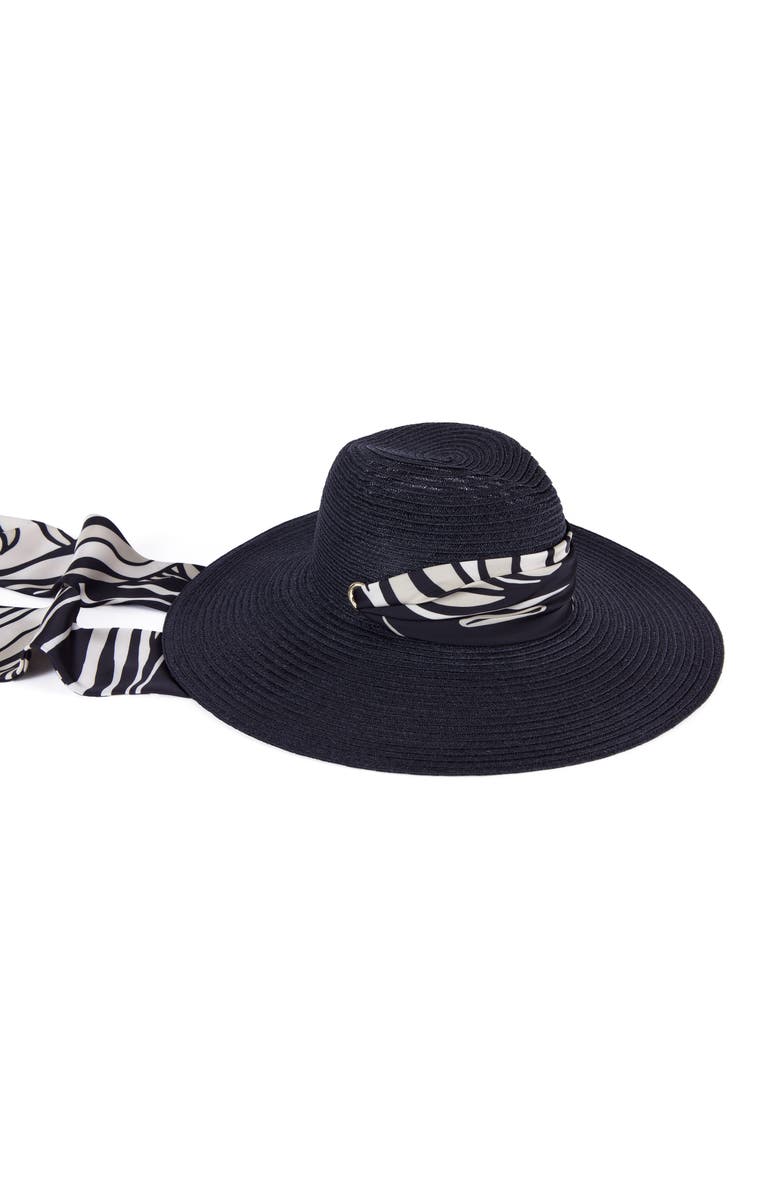 Eugenia Kim Cassidy UPF 25+ Packable Straw Fedora, Alternate, color, Black