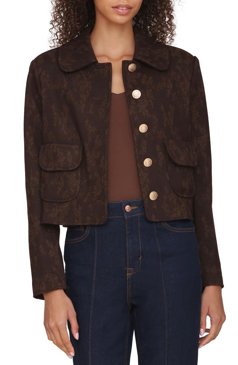 Bagatelle Floral Jacquard Crop Jacket, Alternate, color, Bitter Floral