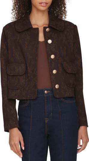 Floral Jacquard Crop Jacket