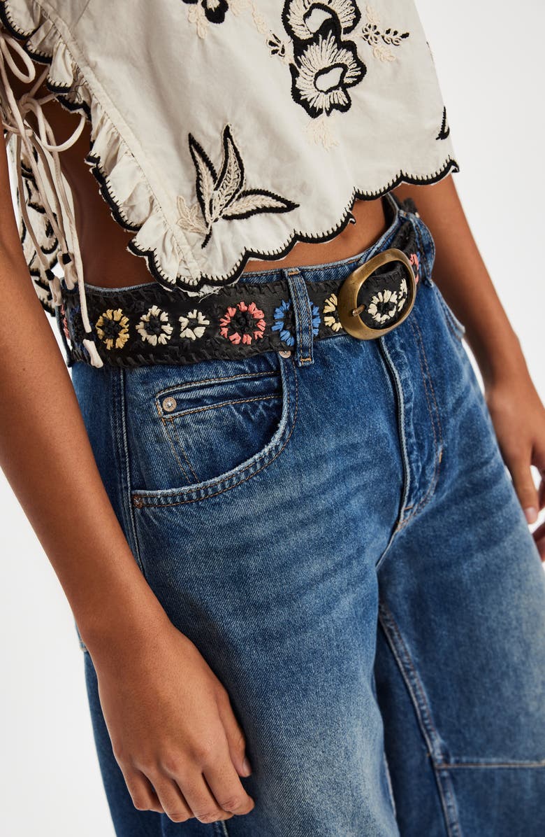 Free People Dreaming Whipstitch Leather Belt, Alternate, color, 