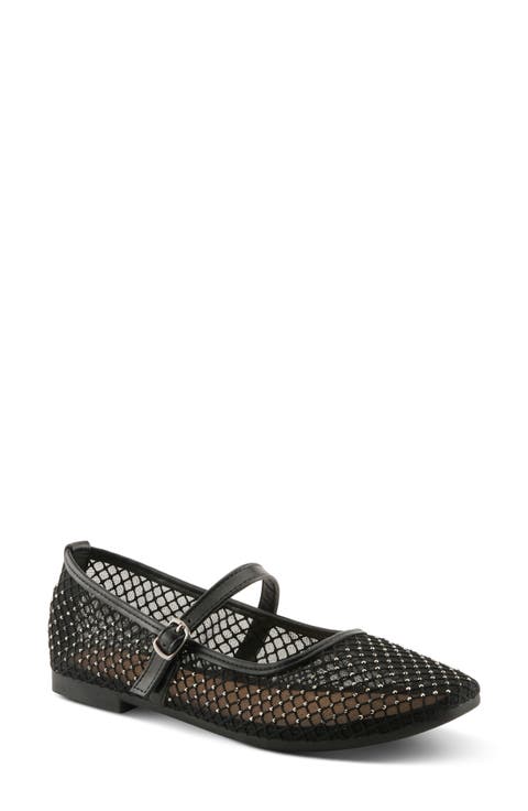 Sharkey Rhinestone Mesh Mary Jane Flat