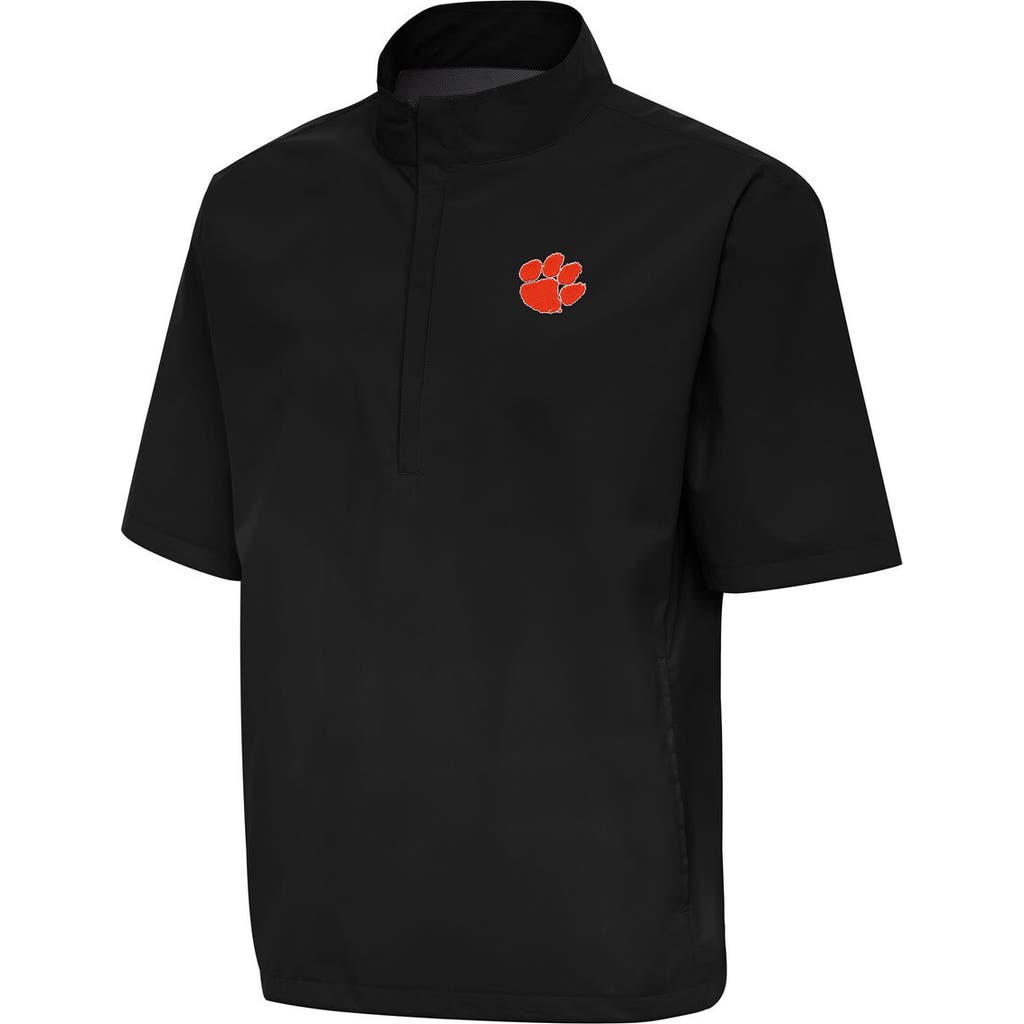 Antigua Black Clemson Tigers Brisk Quarter-zip Windbreaker