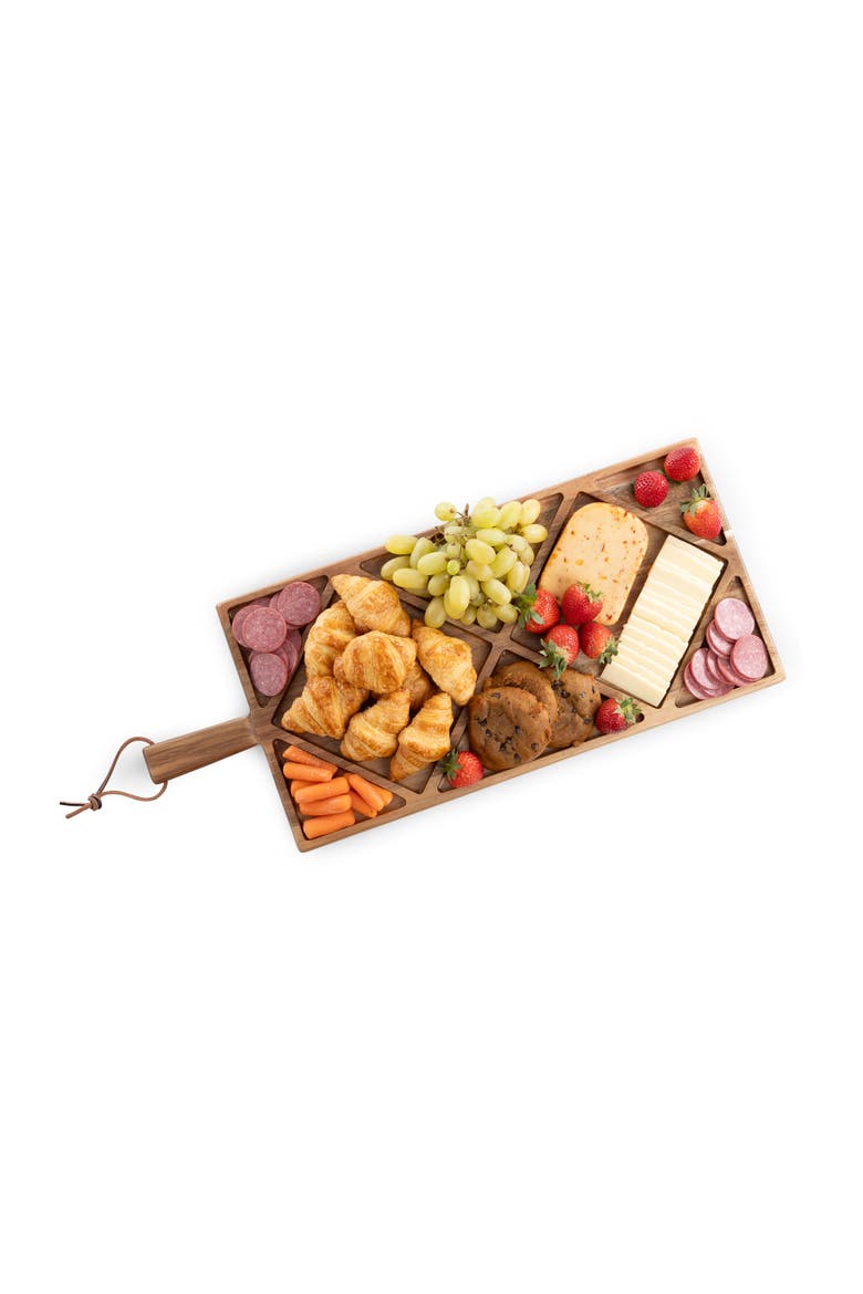 Acacia Grazing Charcuterie Sectioned Serving Board, Alternate, color, Acacia Wood
