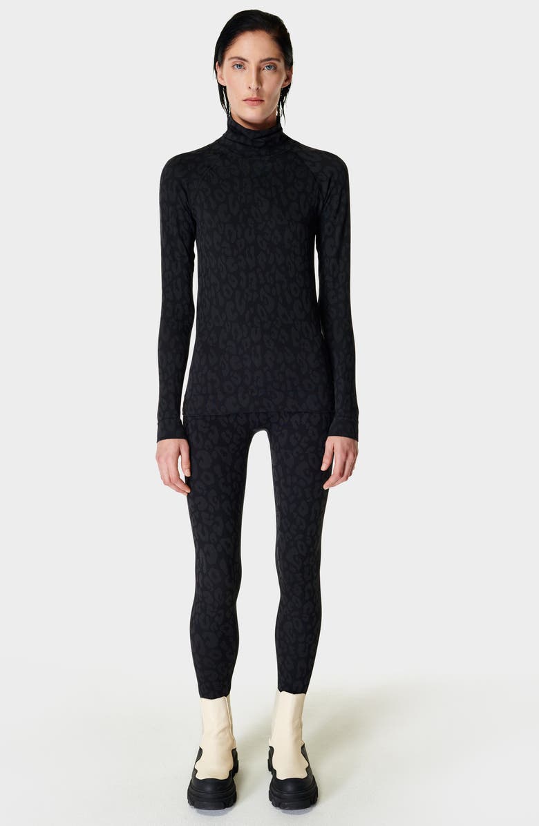 Sweaty Betty Leopard Print Jacquard Base Layer Leggings, Alternate, color, Black Leopard Paint Jacquard