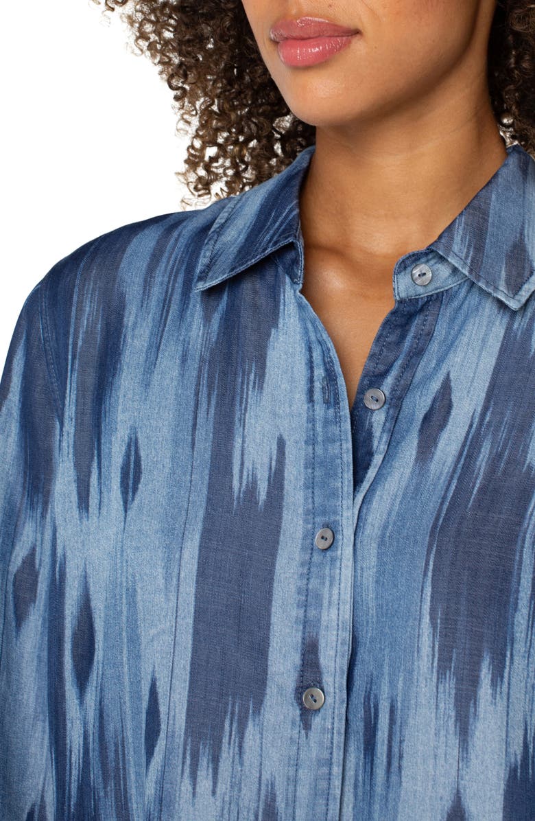 Liverpool Los Angeles Ikat Print Button-Up Shirt, Alternate, color, Water Color Ikat