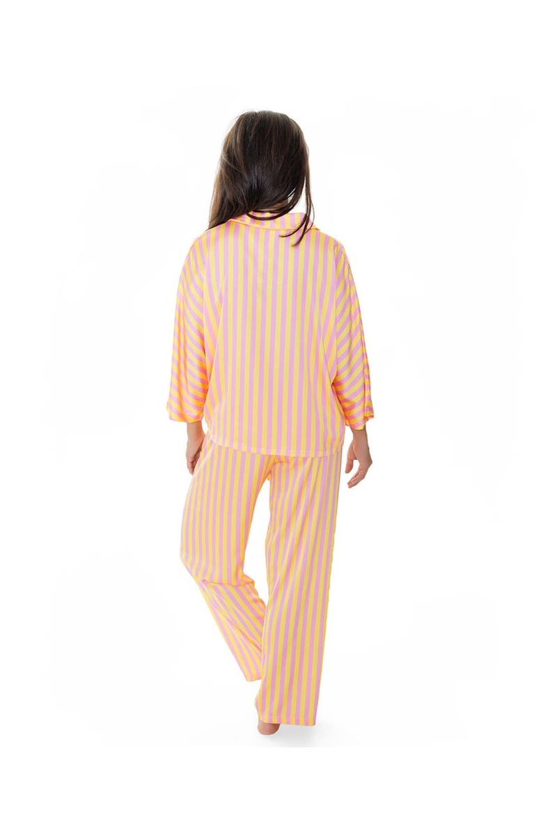 Sunshine Club Silky 3/4 Sleeve Pants Set, Alternate, color, Yellow Stripe