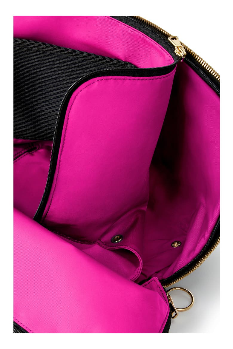 Everyday Leather Makeup Bag, Alternate, color, BLACK/ PINK LEATHER