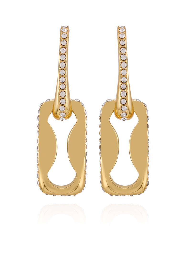 Interlocking Link Earrings with Crystal Pavé, Main, color, 14K Gold Plated