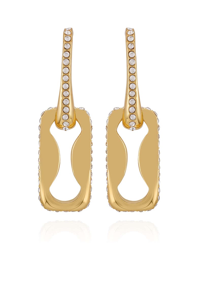 Vince Camuto Interlocking Link Earrings with Crystal Pavé, Main, color, 14K Gold Plated
