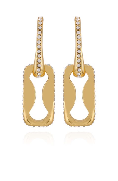 Interlocking Link Earrings with Crystal Pavé