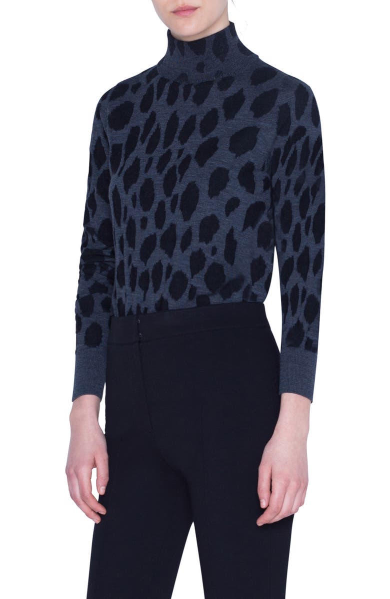 Akris punto Animal Dot Jacquard Wool Sweater, Alternate, color,