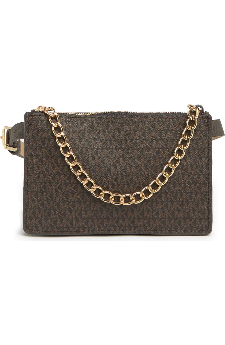 Michael Kors Belt Bag with Pull Chain, Main, color, Chocolate