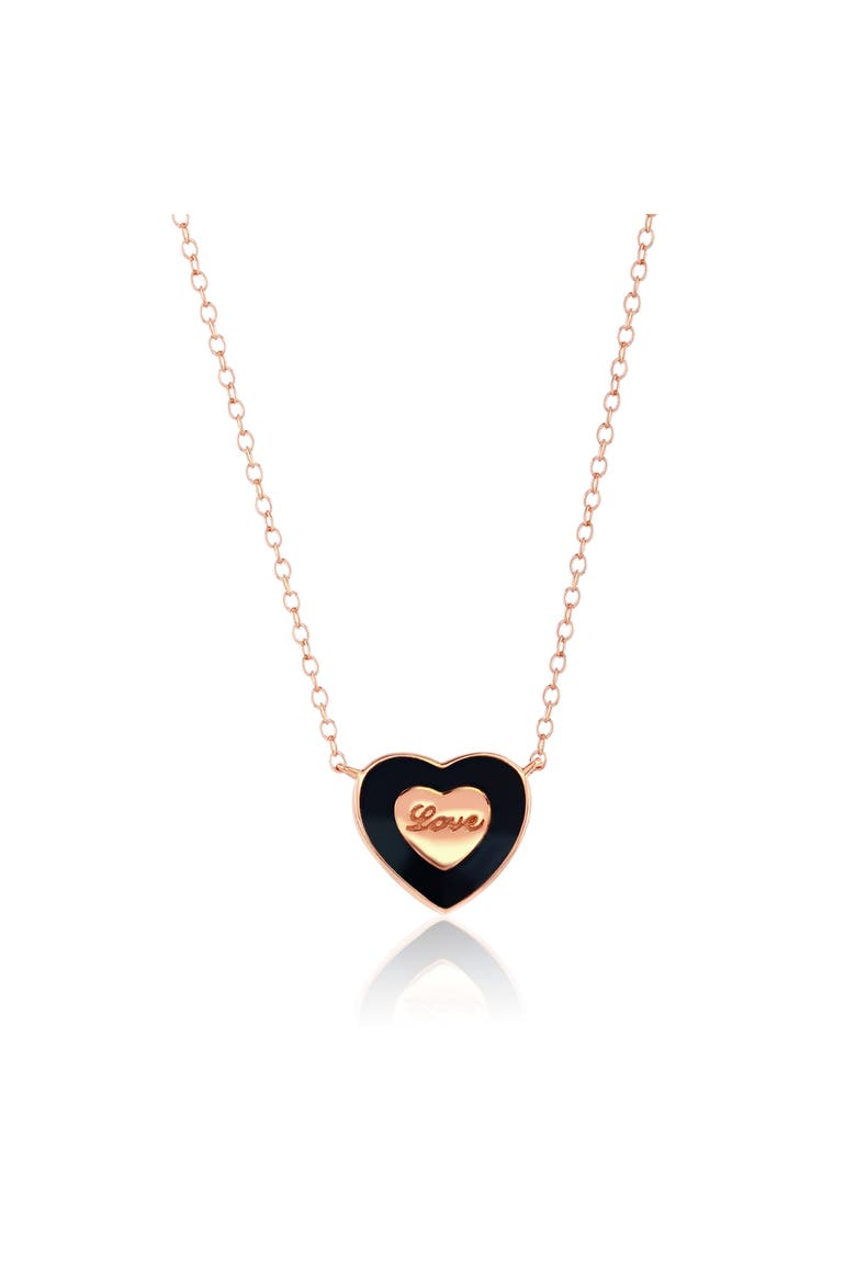 Sterling Silver Rose Plated Heart Necklace, Main, color, Rose