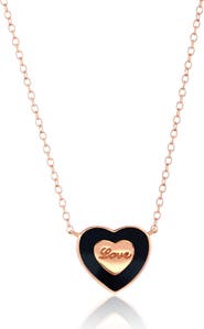 Donatello Gian Sterling Silver Rose Plated Heart Necklace