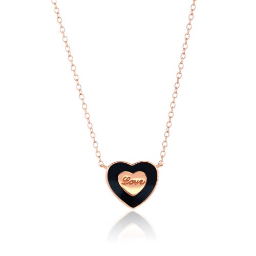 Donatello Gian Sterling Silver Rose Plated Heart Necklace In Rose