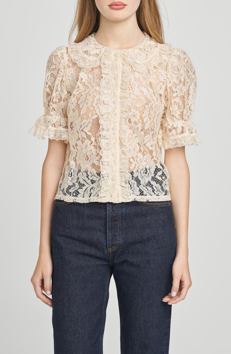 WAYF Clarisse Lace Top, Main, color, Vanilla