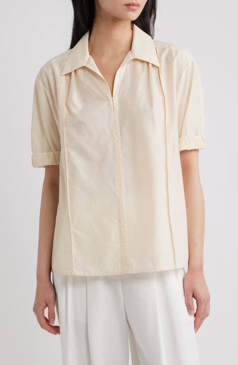 Short Sleeve Cotton Blend Shirt