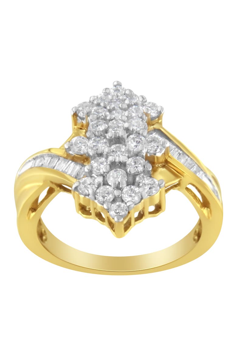 10K Yellow Gold 1 1/10 Cttw Diamond Cluster Ring, Alternate, color, Yellow Gold
