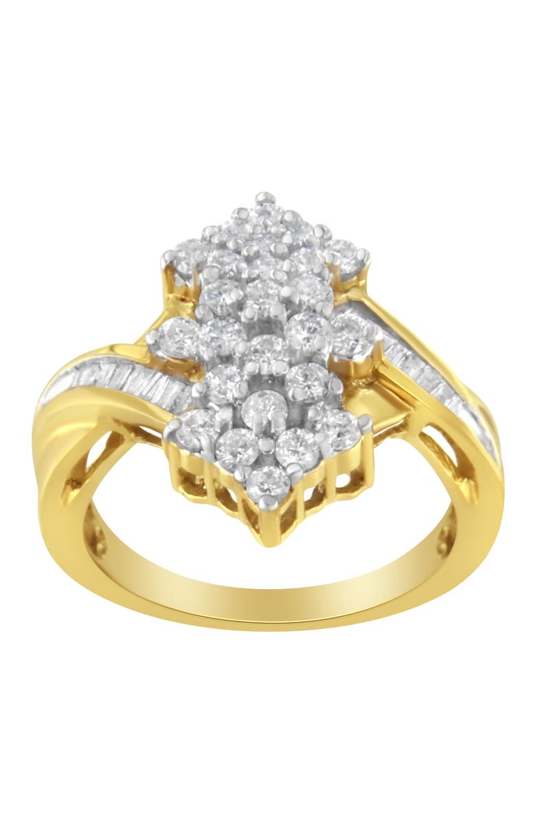 Haus of Brilliance 10K Yellow Gold 1 1/10 Cttw Diamond Cluster Ring, Alternate, color, Yellow Gold