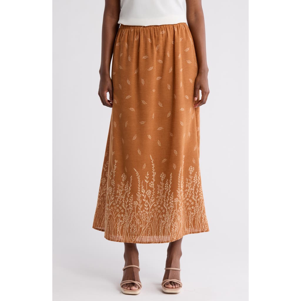 Daniel Rainn Embroidered Maxi Skirt In P987 Caramel