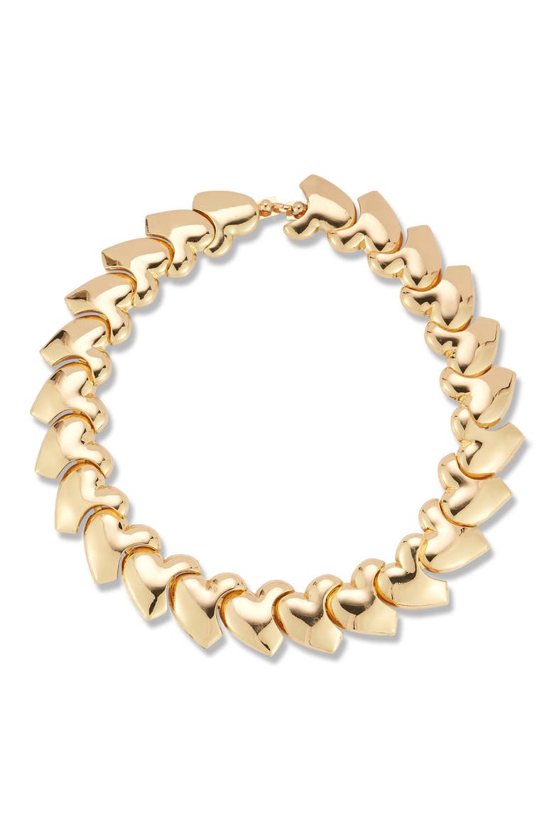 Heart Collar Necklace, Alternate, color, GOLD