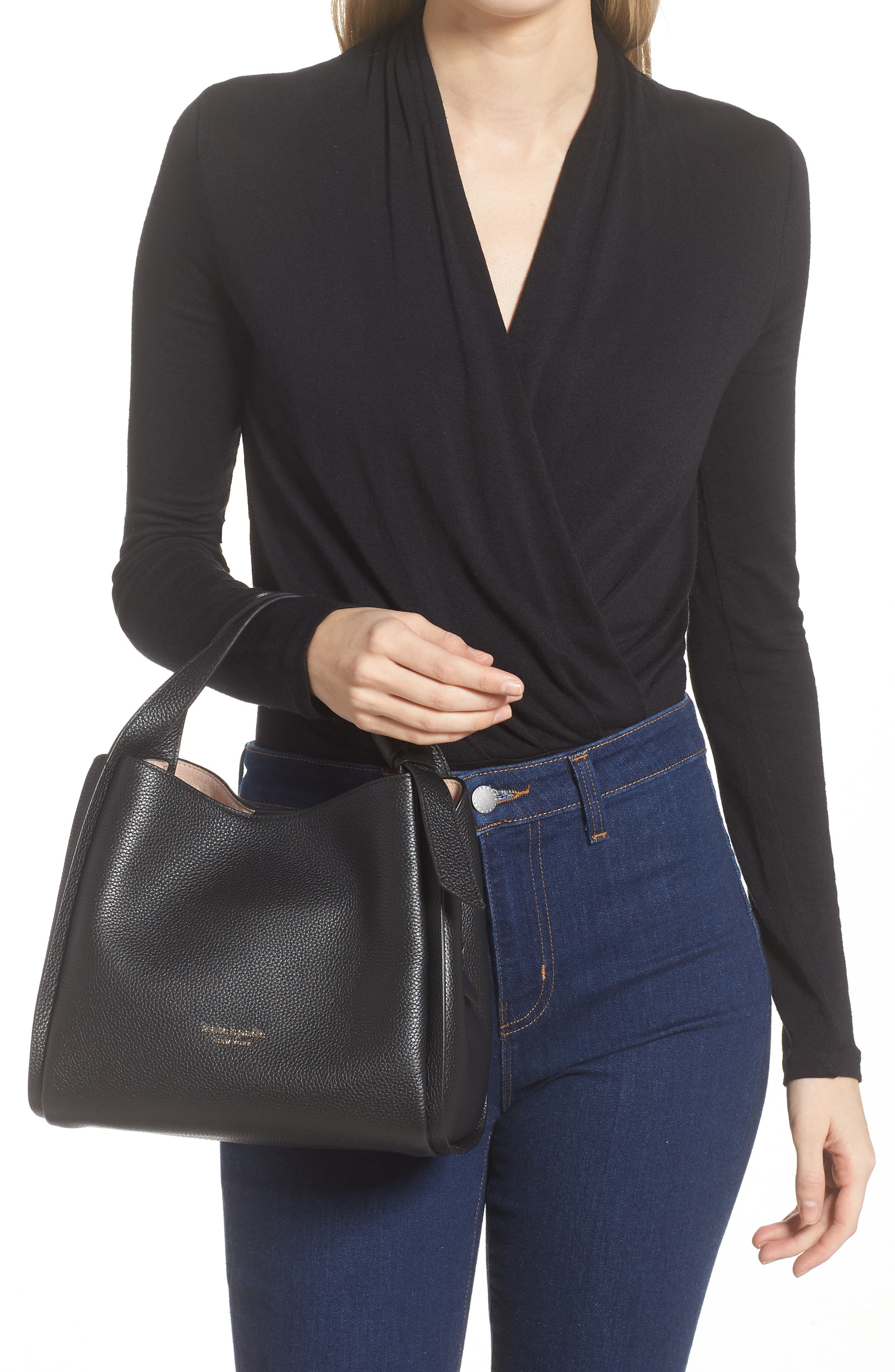 Kate Spade New York knott medium leather tote, Alternate, color, 