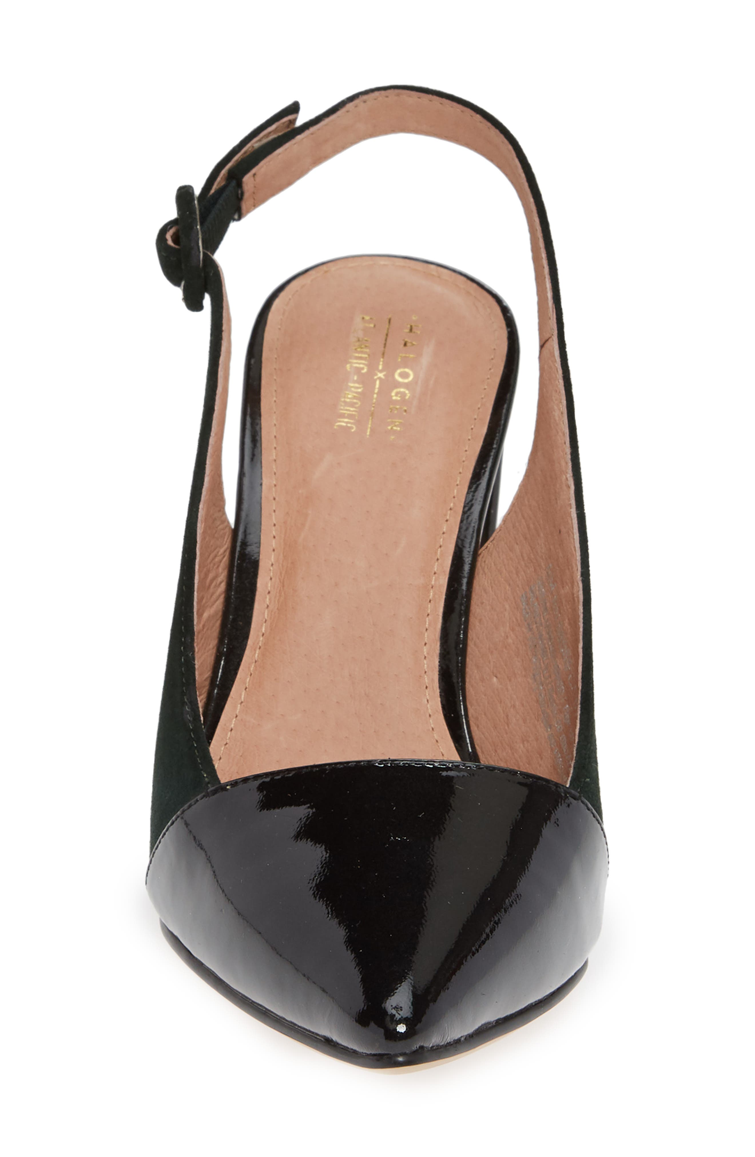 x Atlantic-Pacific Larissa Slingback Pump, Alternate, color, FOREST GREEN/ BLACK PATENT