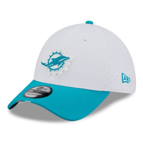 Men's New Era  White/Aqua Miami Dolphins 2025 NFL Training Camp 39THIRTY Flex Hat