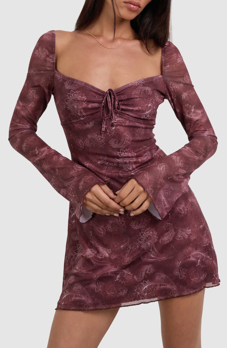 Motel Modena Long Sleeve Minidress, Alternate, color, Tnl Paisley Plum