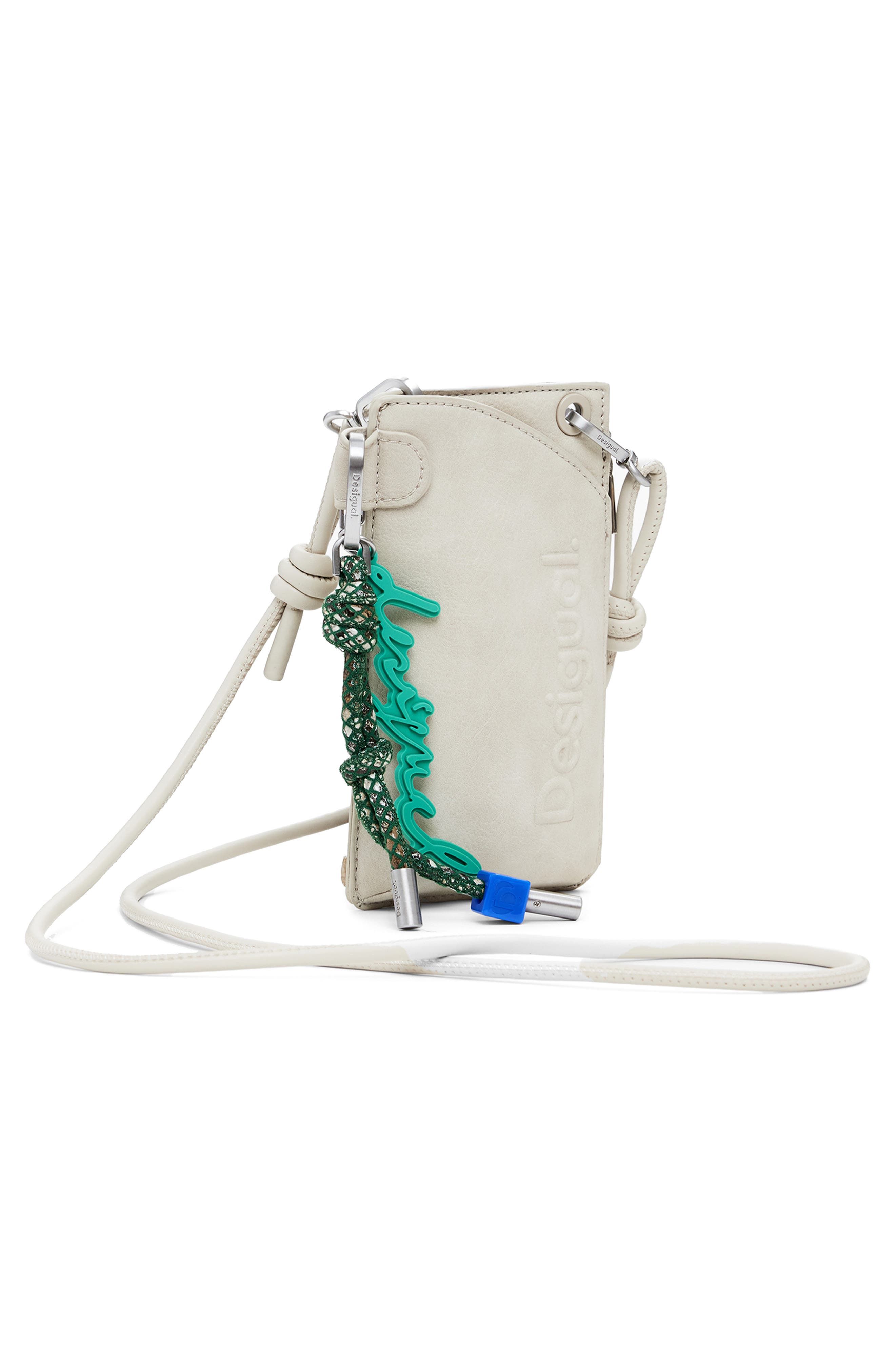 Desigual Faux Leather Crossbody Wallet, Alternate, color, Light Gray