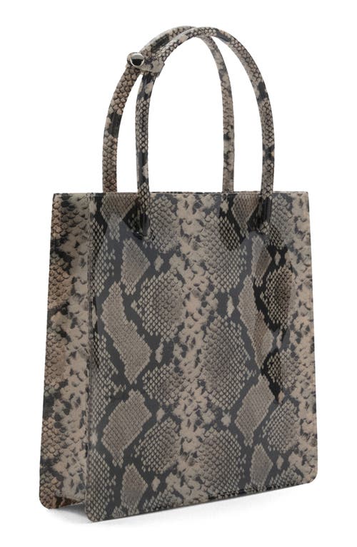 Mango Double Handle Snake Print Faux Leather Tote In Beige
