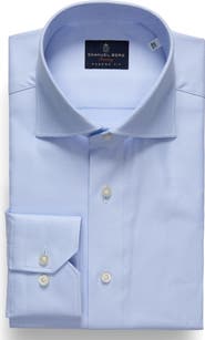 Emanuel Berg Modern Fit Houndstooth Natural Stretch Yoga Twill Dress Shirt