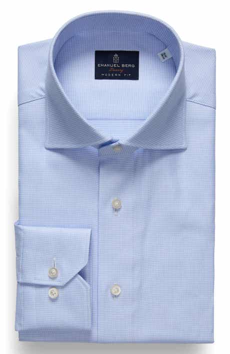 Emanuel Berg Modern Fit Houndstooth Natural Stretch Yoga Twill Dress Shirt