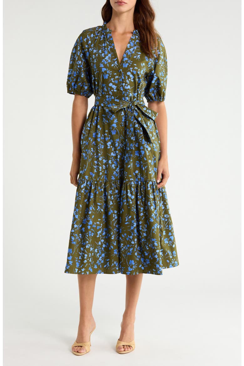 Angie Floral Cotton Shirtdress, Main, color, KELLY BLUE