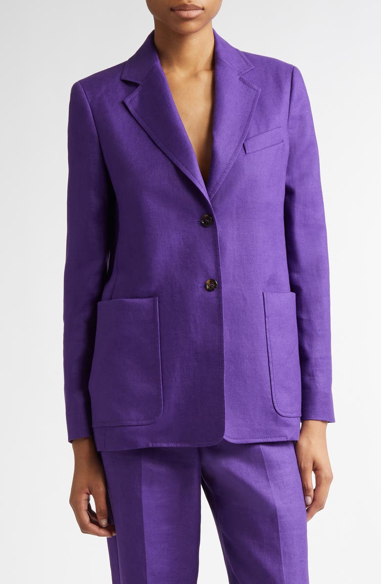 Max Mara Guglia Linen Blazer, Main, color, Purple